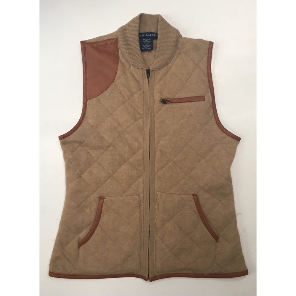 Ralph Lauren Cashmere Wool Quilted Zip Up Vest M